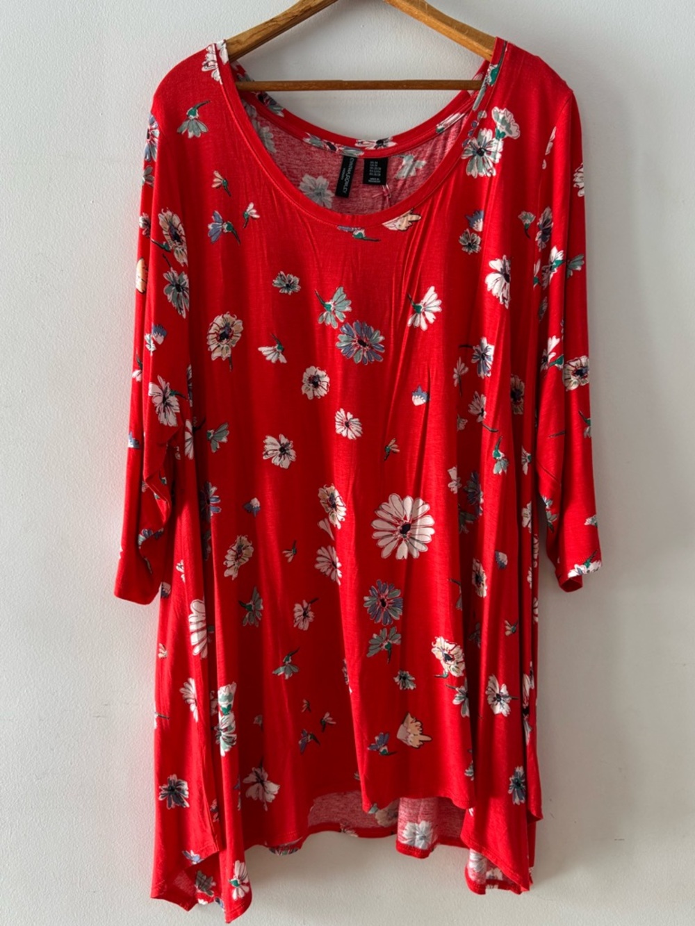 Cynthia Rowley Curve Plus Floral Print Stretch Tunic‎ Shirt Top, Sz 3X, relaxed